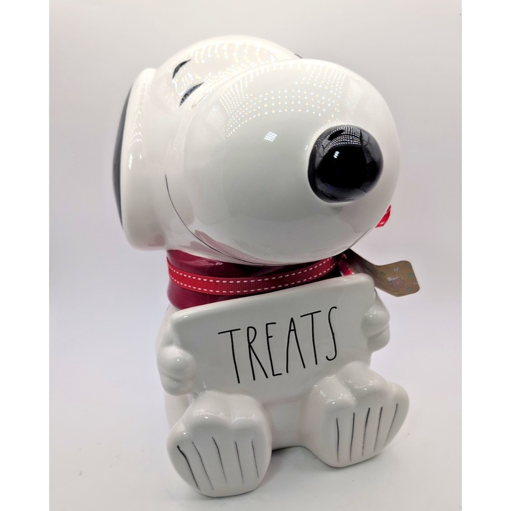 Rae Dunn Peanuts Large Snoopy TREATS Christmas Canister Jar Cookies Dog Snacks